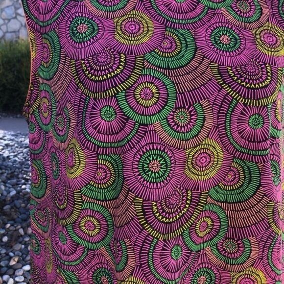 Shift Dress Womens Colorful Collared Cotton Pink Green Back Zip Contrasting Trim - Picture 4 of 12